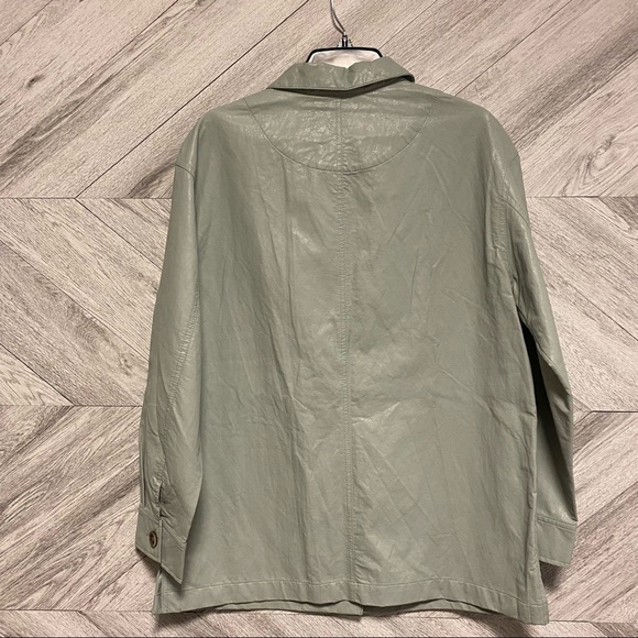 Zara | Combination Overshirt Faux Leather Jacket Sky Nlie NWT Size M - Picture 6 of 9